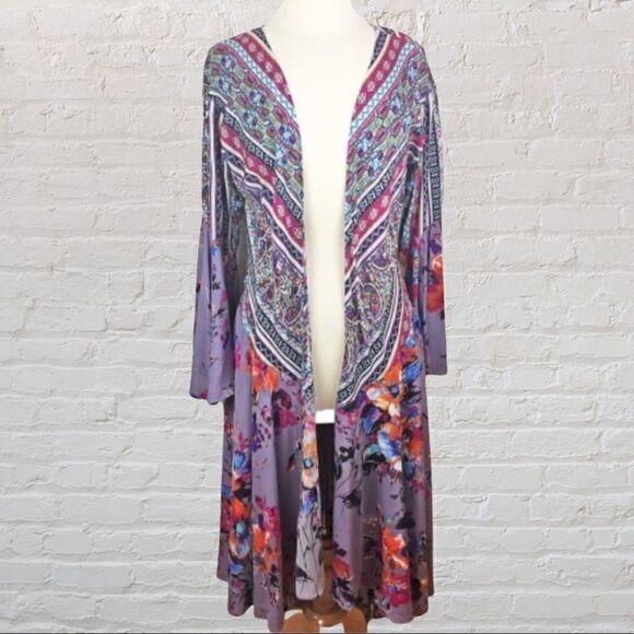 NWT Umgee Purple Floral Paisley Boho Kimono - Picture 6 of 11